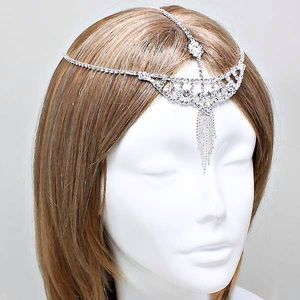 Boho Gypsy Silver Crystal Head Band Chain
